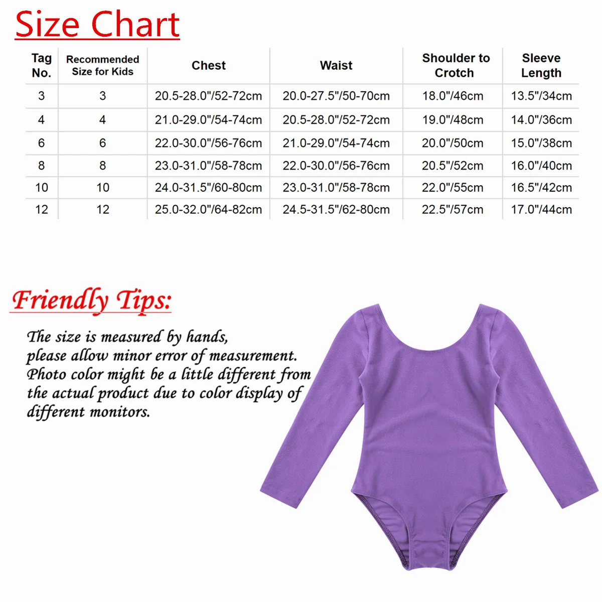 Kids Girls Classic Long Sleeves Ballet Dance Leotard Gymnastic Unitard Ballerina Dancing Costumes Toddler Tutu Bodysuit