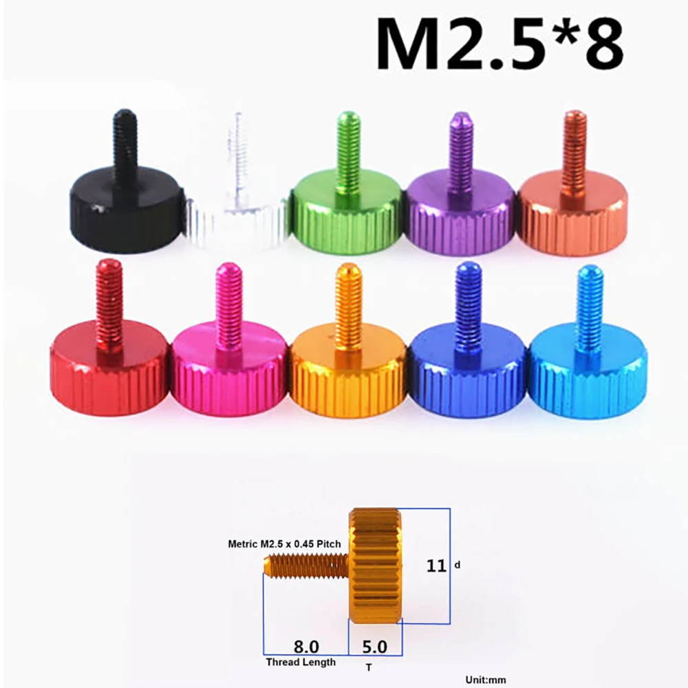 4pcs 양극 처리 된 알루미늄 플랫 헤드 Knurled 엄지 나사 M2.5 M2.6 손은 RC 비행기 모형 컴퓨터 상자를위한 회전 손잡이 놀이쇠를 강화한다