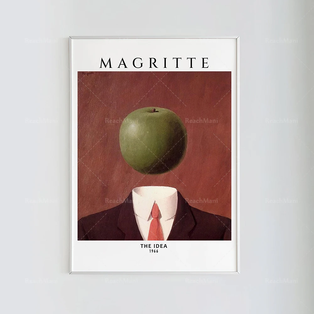 Magritte, Ensemble de 5 estampes | Affiche de l’exposition, The Idea, Man in a Bowler Hat, Lovers, Umbrella, Pipe, Art Print Bun