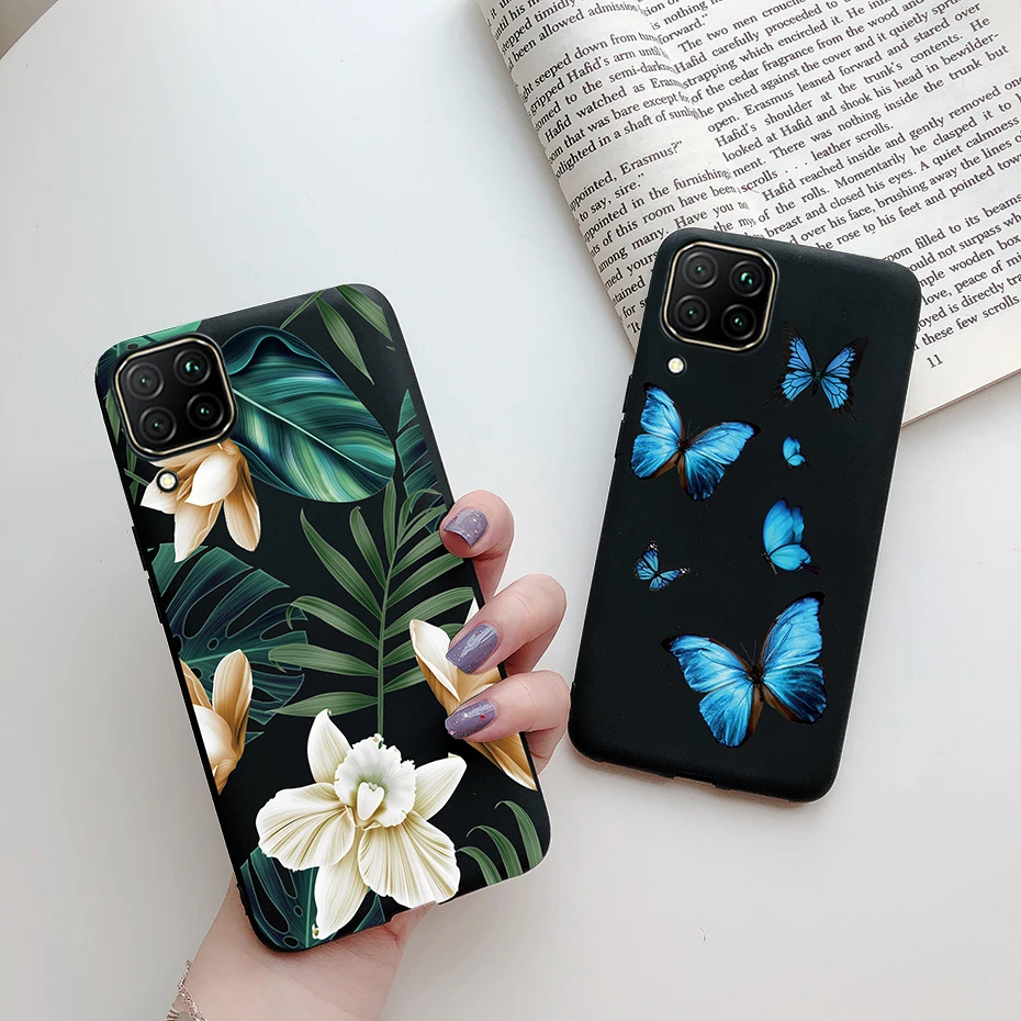 Case For Huawei P40 lite 4G Fashion Matte Cute Girl Flower Silicone Phone Cases For Hauwei P40 lite P40lite P 40 lite Funda Capa