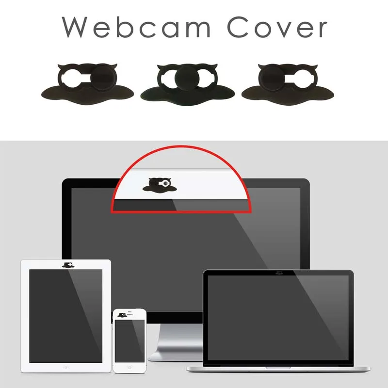 Coruja webcam capa ultra fina obturador slider lente da câmera capa para web iphone macbook ipad laptops privacidade vara