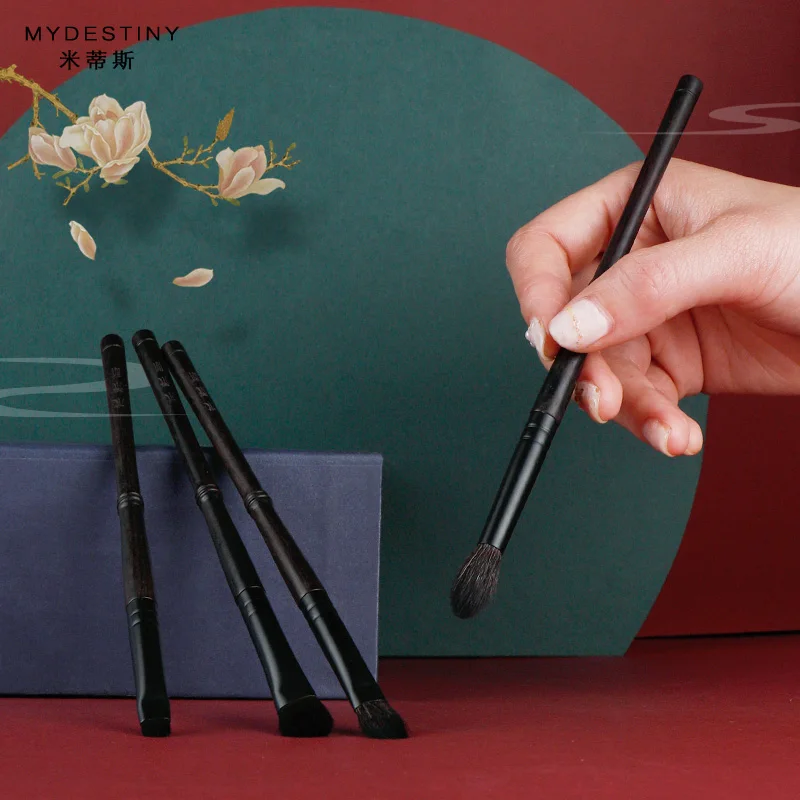 MyDestiny Luxury Natural Animal Hair Eye Makeup Brush Set Ebony Handle Professional 4pcs High Quality Brand Makeup Brush
