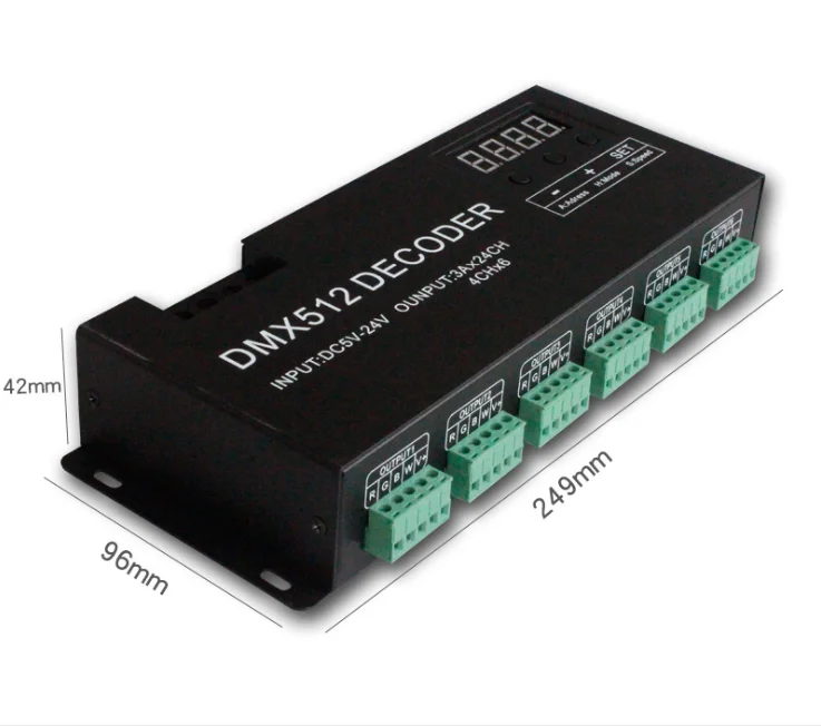 RGBW  led strip dmx decoder  24CH*3A dmx dimmer PWM driver  24CH RGBW dmx decoder DC5-24V,  for rgbw led strips light