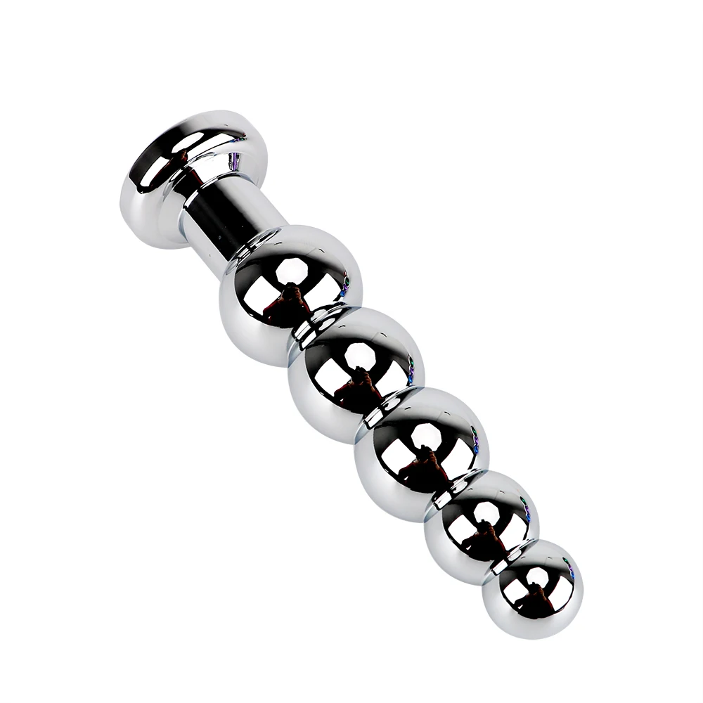 Stainless Steel Prostate Massage Butt Plug Heavy Anus Beads with 5 Balls Sex Toys for Men/ Women/Gay Metal Anal Plugs