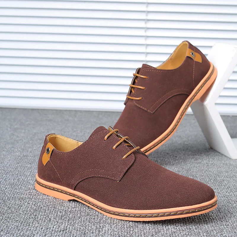 2022 Spring Suede Leather Men Shoes Oxford Casual Shoes Classic Sneakers Comfortable Footwear Dress Shoes Large Size Flats