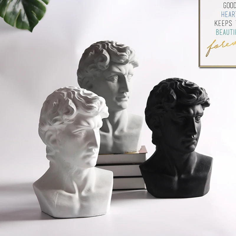 

European Ceramic David Plaster Portrait Sketch Figurine Sculpture Decoration Home Livingroom Furnishing Crafts Office Ornaments