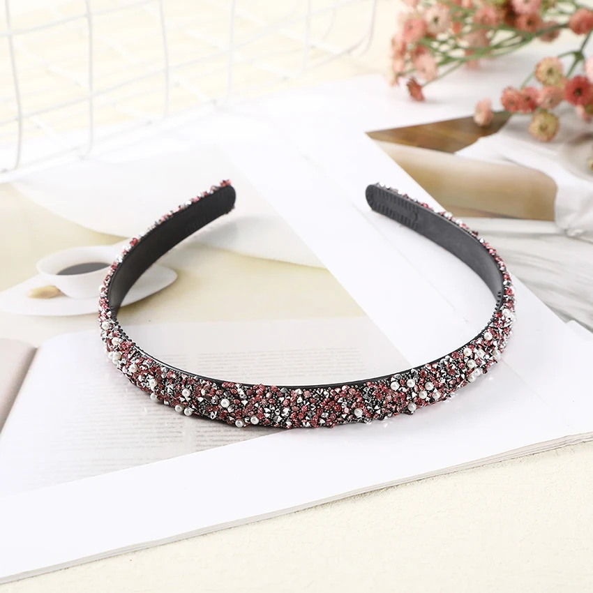 LEVAO Luxury Crystal Pearl Hair Hoop Fashion Women Headwear Padded Scrunchies Hairband Shiny Headband Hair Accessories