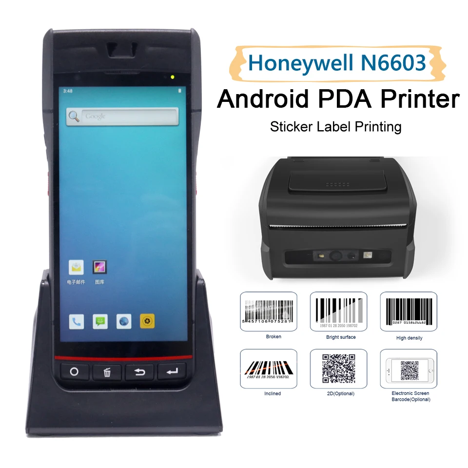 Imagem -06 - Impressora de Etiquetas Térmica Terminal Pda com Honeywell Barcode Scanner 13.56mhz Nfc Pos 5.5 Android 8.1 2g 16g em em