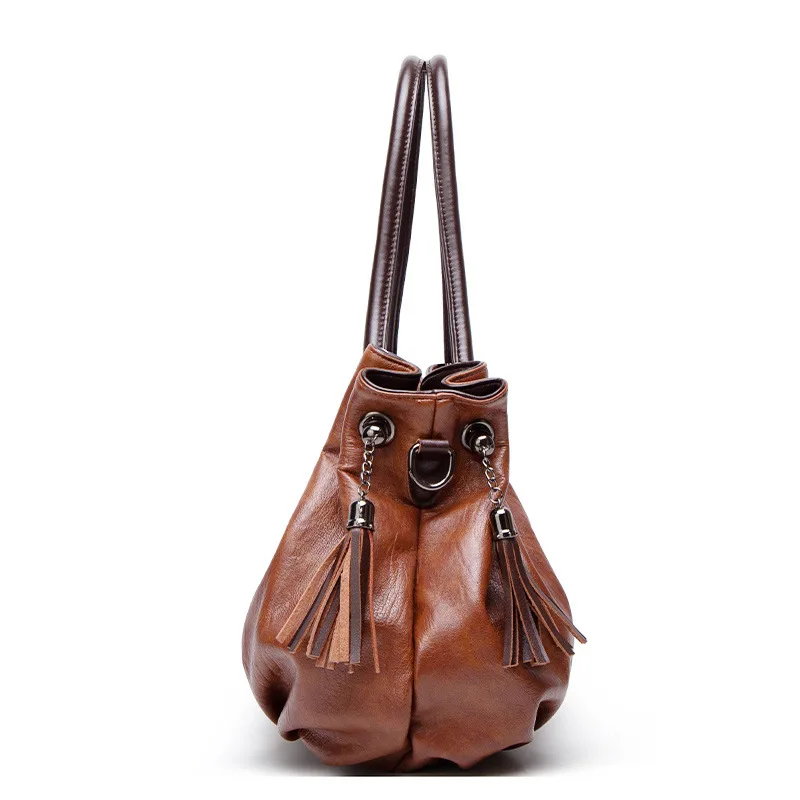 New European-American style fringed pleated casual large capacity fashion handbags for women