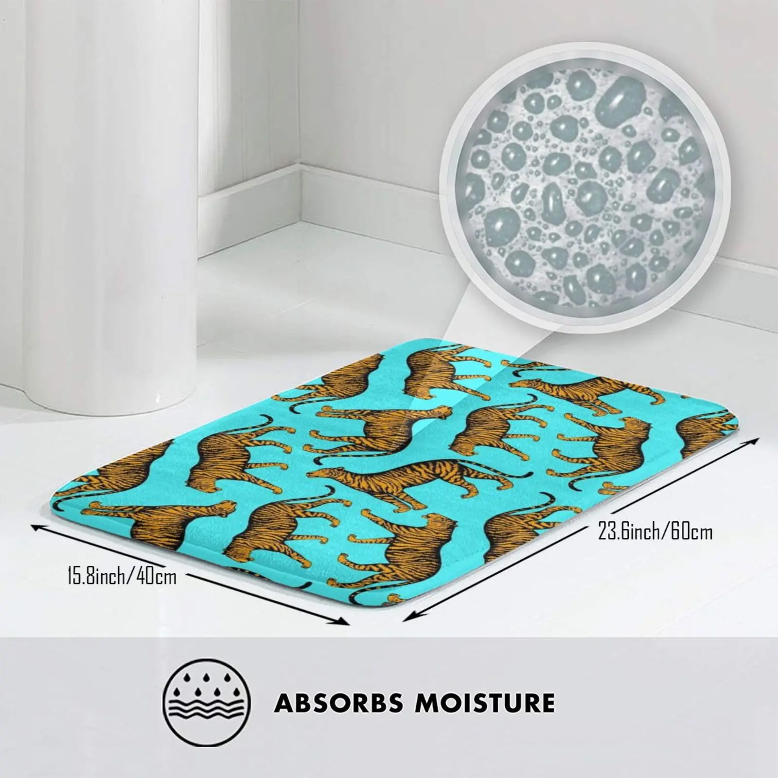 النمور (الأزرق والقطيفة) حصيرة البساط السجاد المضادة للانزلاق الحصير غرفة نوم النمر النمور Panthera Tigris النمر Panthera القطط