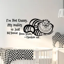 Alice In Wonderland Wall Sticker Quote Cheshire Cat Wall Sayings Vinyl Art Home Decor For Kids Room Decals Nursery Murals 3644