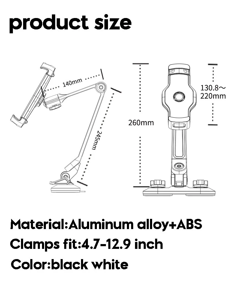 هاتف لوحي حامل حامل مع شفط كأس يناسب 5-12.9 بوصة مصاصة جبل على المطبخ مكتب مكتب الحمام سيارة شاحنة الزجاج الأمامي