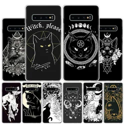 Witch and cat Colorful Cute Phone Case For Samsung Galaxy S24 S23 S22 Ultra S21 S20 Fe S10 Plus S10E S9 S8 + Shell Coque