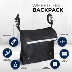 Wheel Chair Walker Accessories Side Storage Bags Wheelchair Backpack Bag Adjustable Shoulder Strap Large Capacity