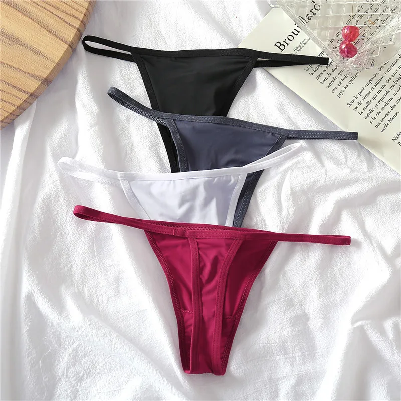 FINETOO M-XL Cotton Bikini Panties T-back Thong Sexy Low Waist Women Underwear Cotton G-String Underpants Femlae Lingerie 3Pcs