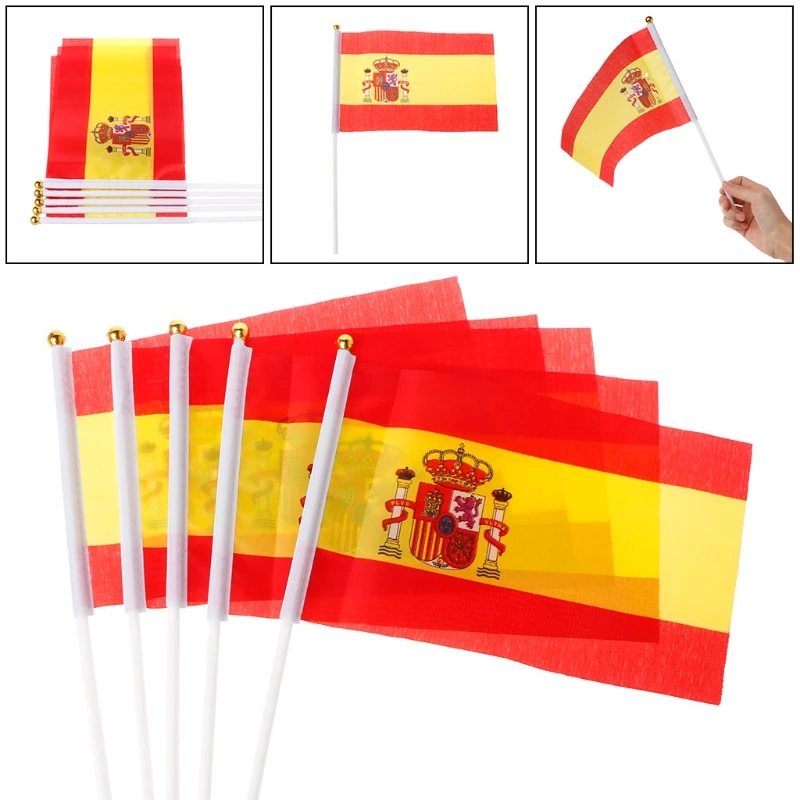 Simple 5 Pieces Of Spanish Hand Waving Flag Spain Spain Banner Sports Open Outdoor Home Holiday Party Decoration