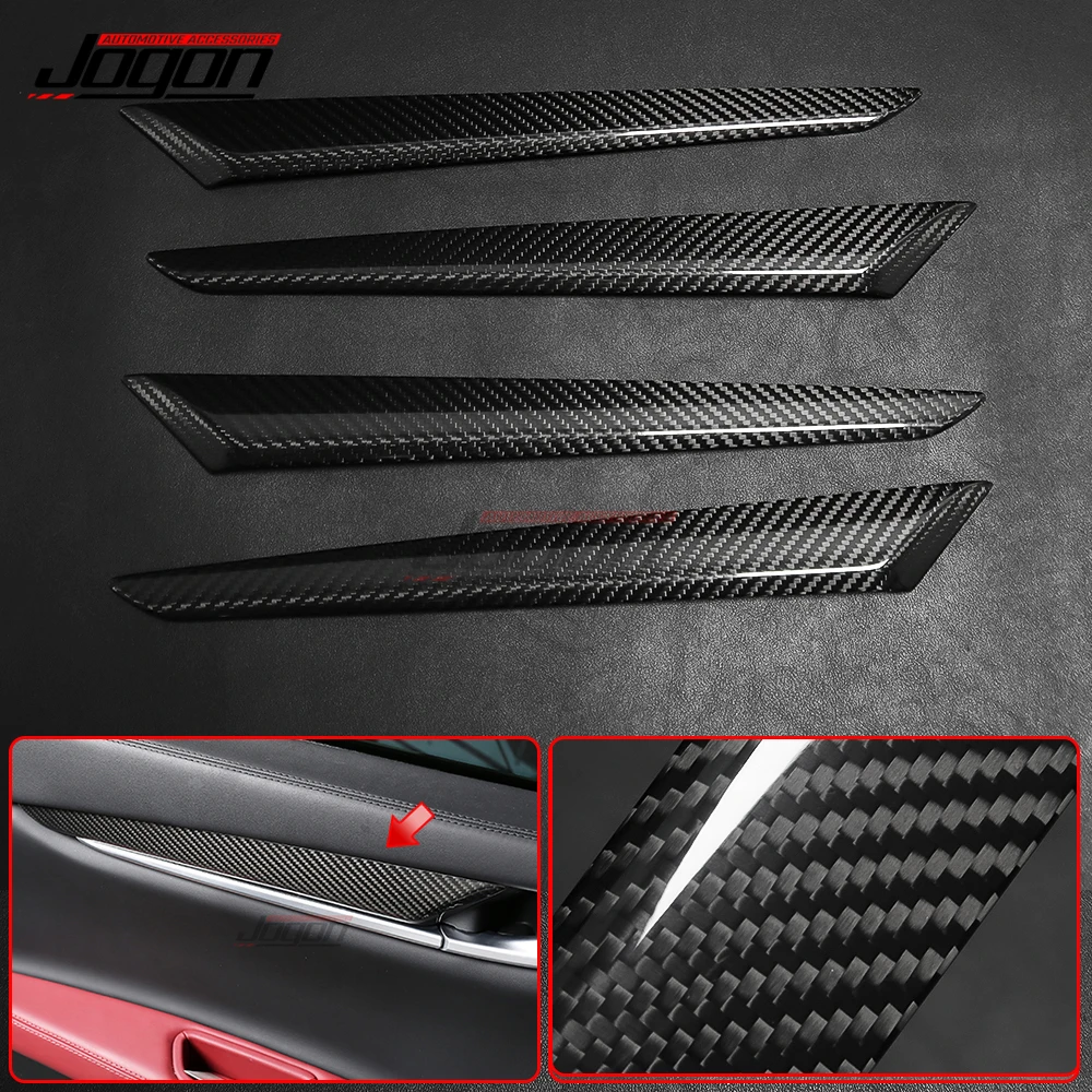 

4pcs Real Carbon Fiber Interior Side Door Strip Trim Panel Cover For Maserati Ghibli 2015 2016 2017 2018 2019 Car Accessories