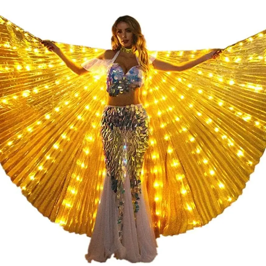 New Arrival Women belly dance lamp props  LED Shining wings girls wings dancer props wings stick