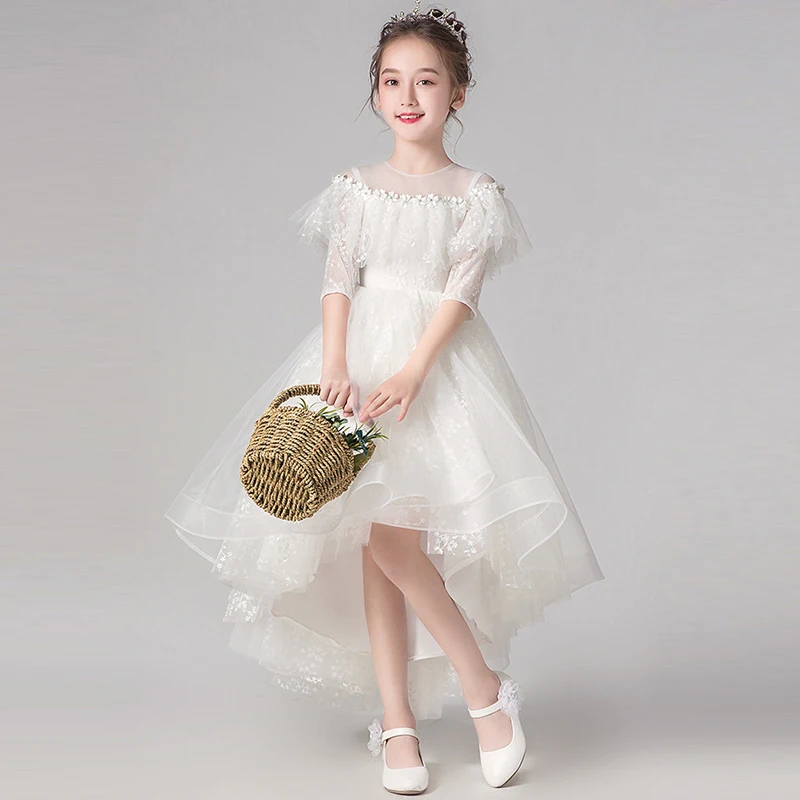 Flower girl net yarn small floral fluffy wedding dress dress skirt girl school graduation party dress communion dress