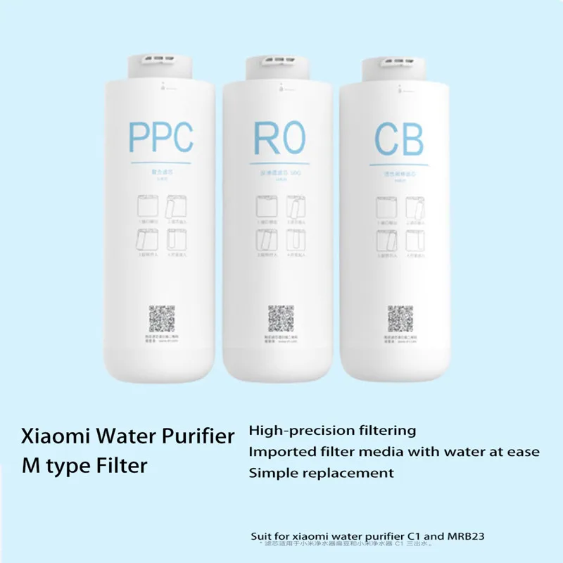 Xiaomi-filtro de purificador de agua Original, filtro compuesto PPC para C1, MRB23, MRB33, teléfono inteligente PP, algodón, carbón activado trasero