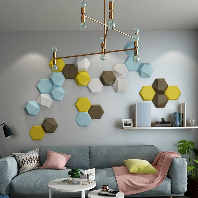 Panneau acoustique hexagonal en cuir souple, art décoratif de luxe pour salle de télévision, fond de chambre d'enfant, 3D, 1 boîte, 10 pièces