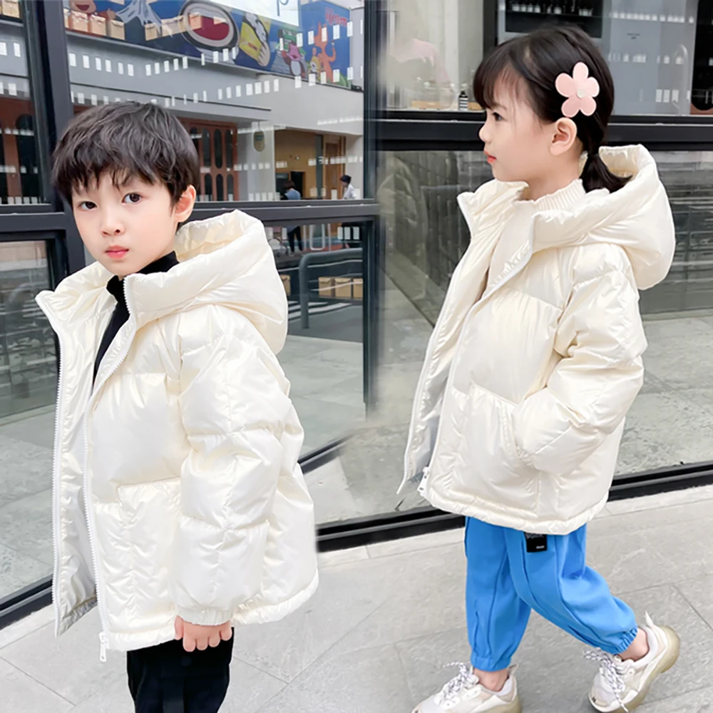 

2021 New Winter Warm Coats for Girls Waterproof Glossy Thick Duck Down Hooded Jacket Parkas Children Clothes Outerwear 3-12Y