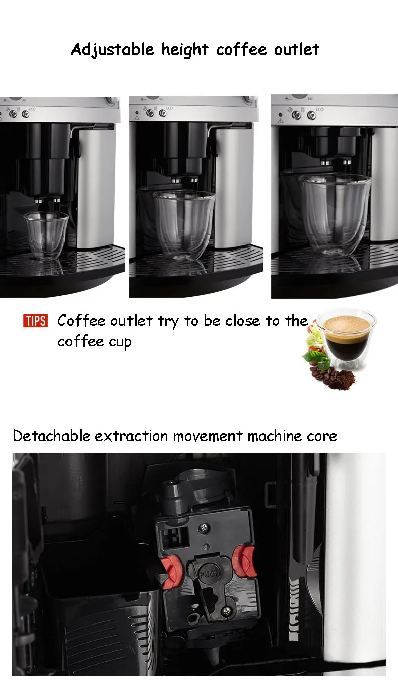 220V Household Coffee Maker Italian Coffee machine Fresh Ground Coffee Fully Automatic Coffee Machine