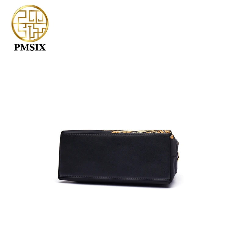 PMSIX Black Nylon Crossbody Bags For Women Vintage Embroidery Ladies Messenger Bag Elegant Fashion Female Shoulder Small Bags