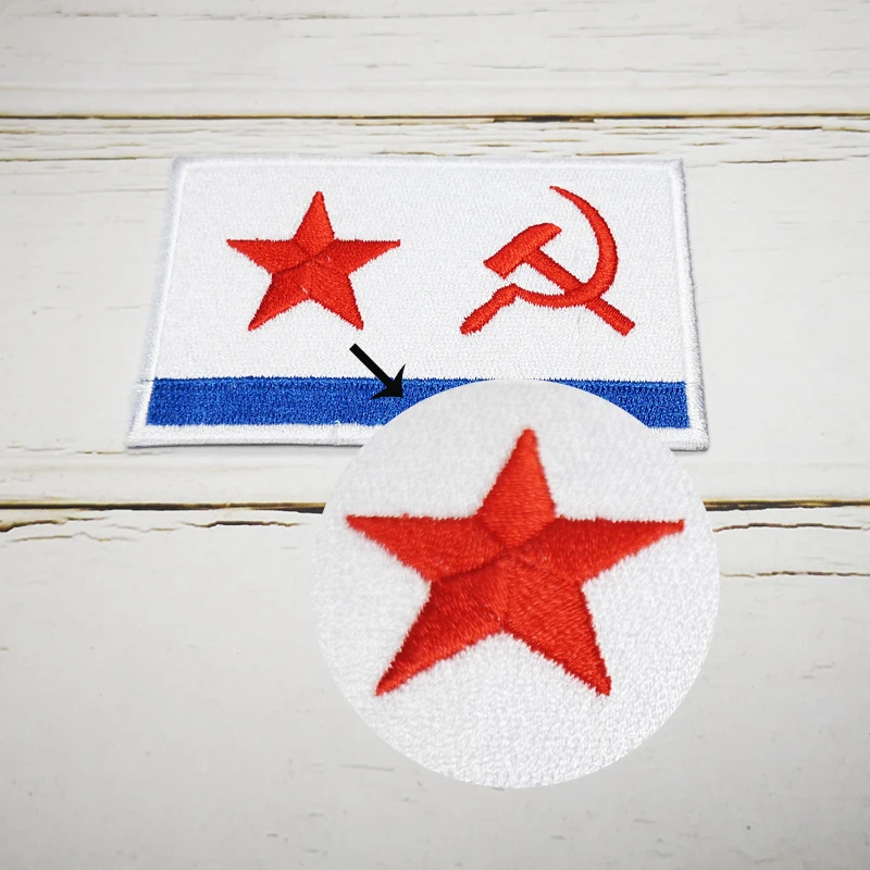 Russia Soviet Military Flag Full 100% Patch  For Vest Hat Jeans Iron On  Badge Tag Embroidered 8*5 Cm USSR Navy Forces Flag