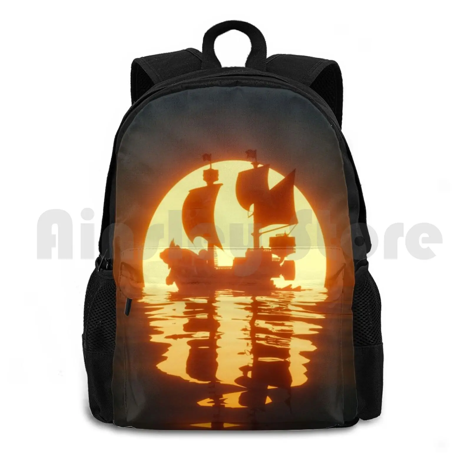 

Thousand Sunny Outdoor Hiking Backpack Waterproof Camping Travel Luffy Zoro Nami Chopper Ship Sunset Pirate