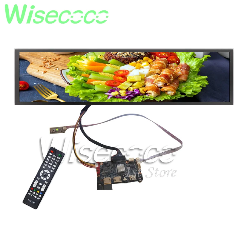 19 Inch 1920* 360 Ultra Wide Stretched Bar LCD Advertising Display Shelf Edge Arcade Cabinet Screen DV190FBM-NB0  AV SD Input