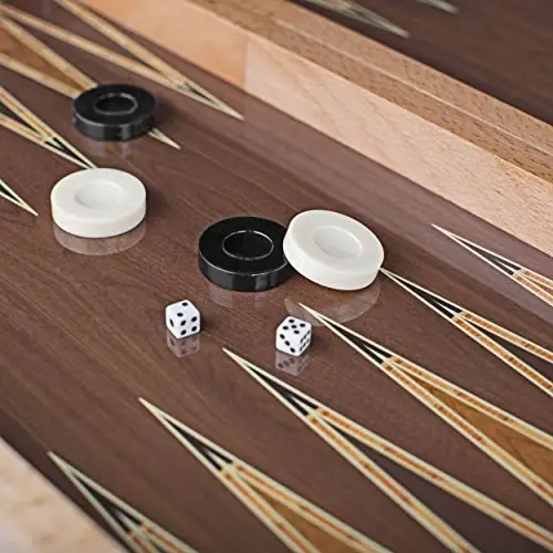 LaModaHome Star 27 ''Turkish Backgammon Set, First CLAS Elite Vinyl Coated Solid Walnut Wooden Classical Design, king-Size Board