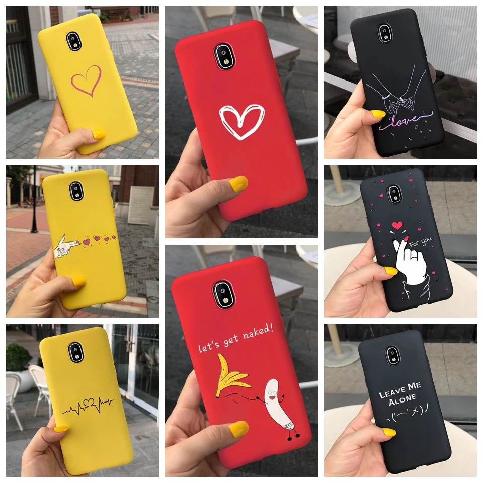 For Samsung Galaxy J7 2017 J730F/DS Case Couples Cartoon Lovely Heart Painted Silicone Cover For Samsung J7 2017 J730FM/DS 5.5