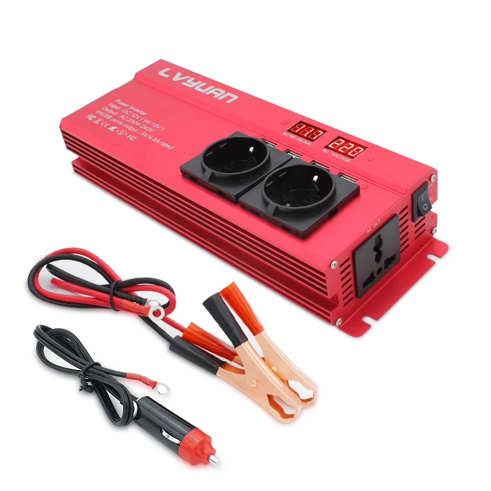 Car Inverter 6000W Peak DC 12V/24V To AC 220V  LED Display & EU Plug Power Inverter Volts Converter Charger Inversor Transformer