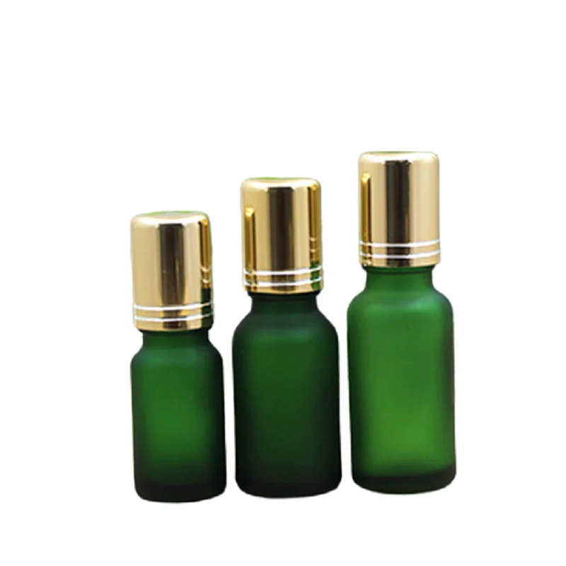 Empty 5~100ML Roll On Perfume Roller Bottle Frosted Green Glass Aromatherapy Refillable Roll On Bottles For Essential Oils 15pcs