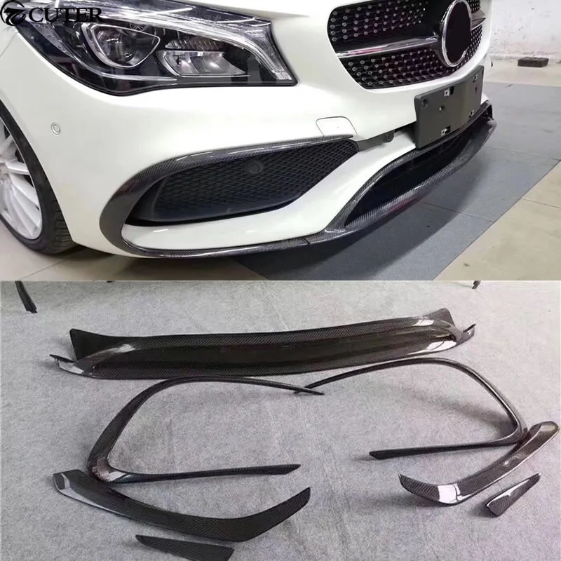 W117 Cla260 Cla45 Carbon Fiber Front Bumper Lip Air Vent Decoration Modelling Trim for Benz W117 C117 Cla Car Body Kit 13-15