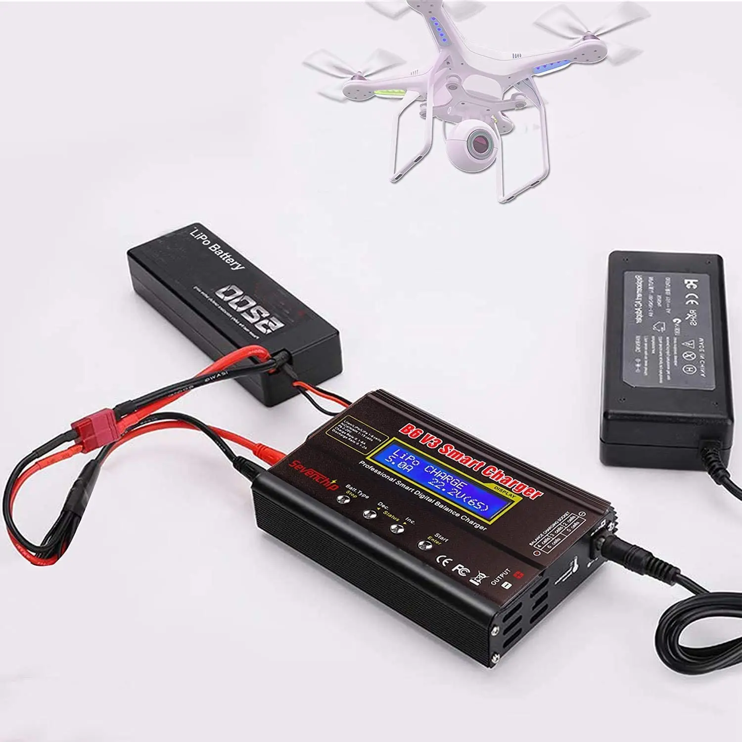 Carregador de Bateria IMAX B6, V3, 80W, 6A, LiHv, Lipo, NiMh, Li-ion, Ni-Cd, Digital RC, Lipro Balance, Descarregador, Adaptador de 15V