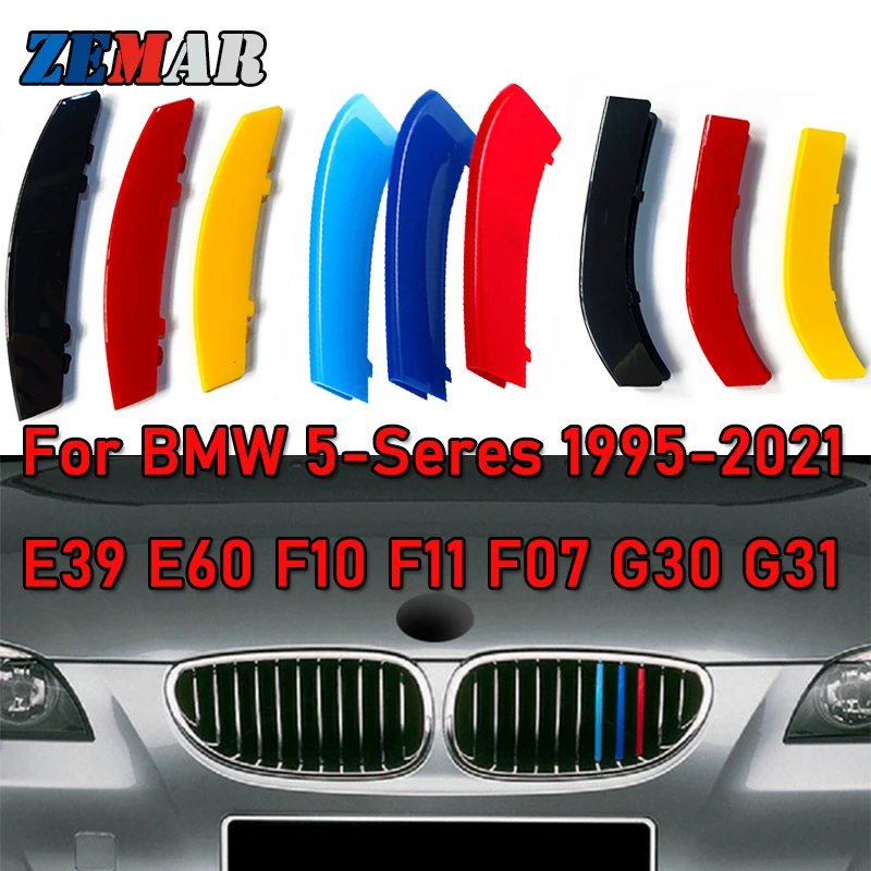 3pcs For BMW G30 F10 E60 E39 F07 F11 G31 5 Series 2021 2020 Accessories ABS Germany Flag Color Car Racing Grill Strips Trim Clip