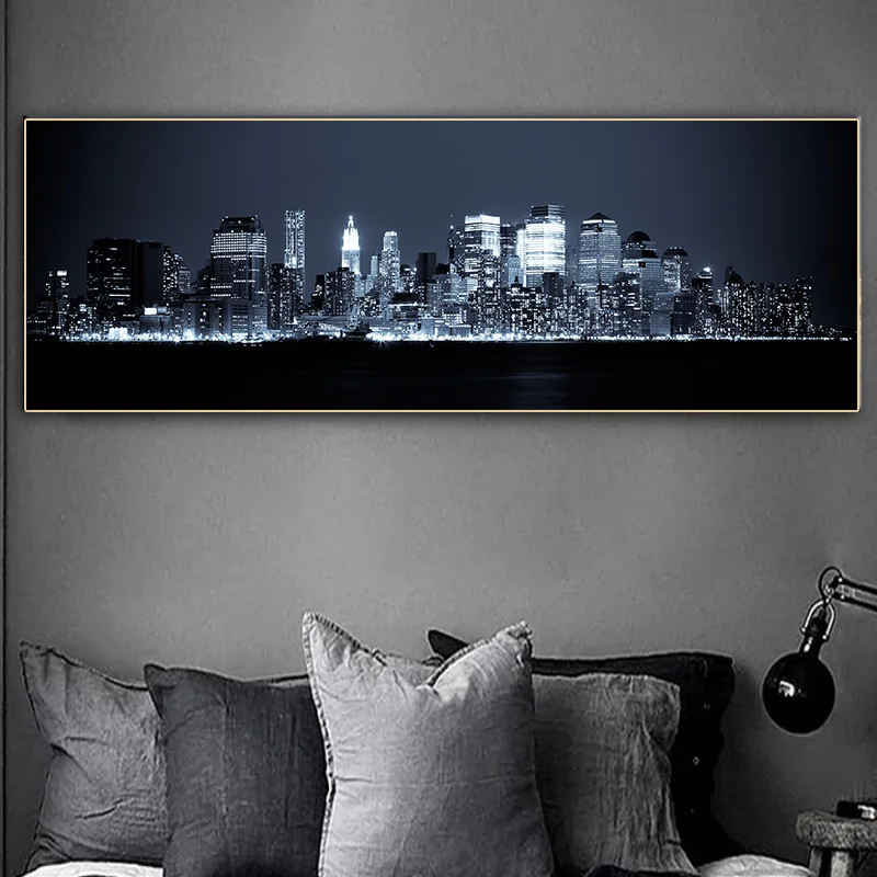 

Modern Beautiful City Night Landscape Luxury Art Canvas Painting Wall Art Poster for Living Room Bedside Decoration Paintings