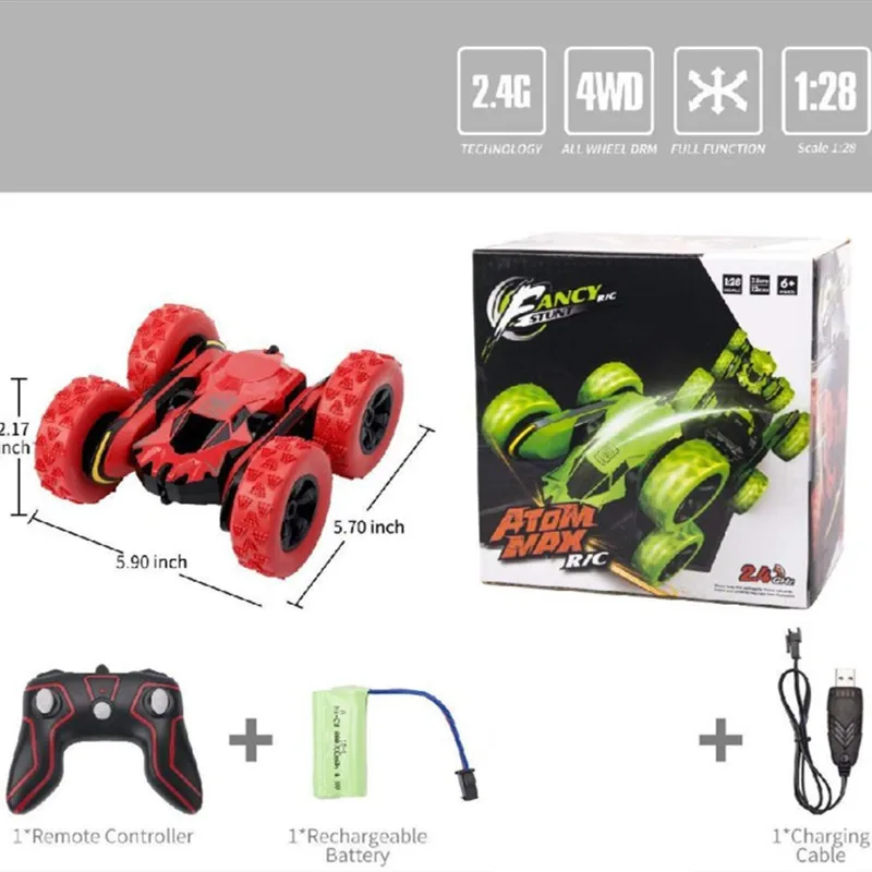 RC Đóng Thế Xe Đồ Chơi 2.4Ghz 4WD Xe Ô Tô Điều Khiển Từ Xa 2 Mặt Xoay 360 Độ Lật Một Khóa Biến Dạng Đua Xe đồ Chơi Xe Ô Tô RTR Tặng