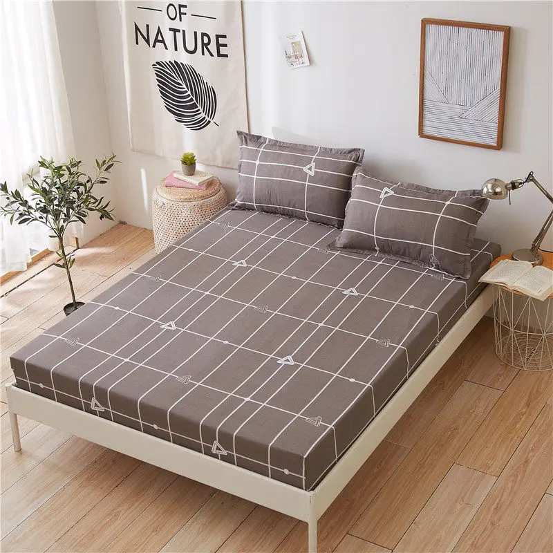 3pcs Mattress Cover Set with Pillowcase Cartoon Kids Fitted Sheet with Elastic Queen/King Size Mattress Protector Bed Sheet Set