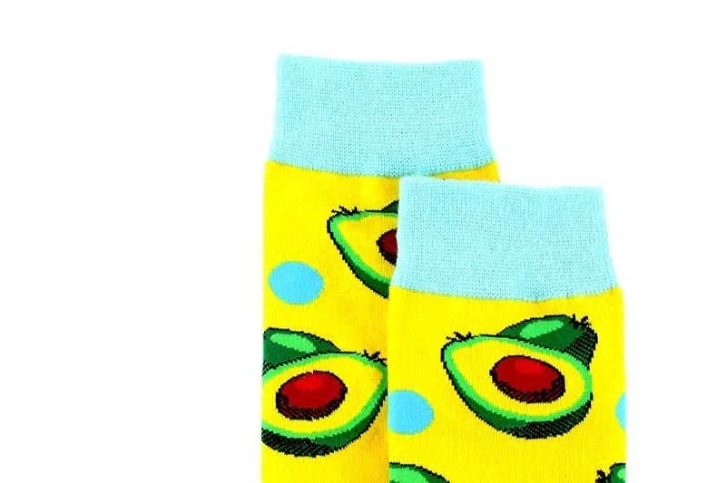 New Autumn Winter Socks Men Funny Fruit Sea Food Pattern Happy Socks Avocado Lemon Pizza Harajuku Calcetines Men