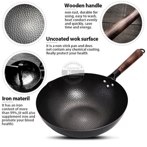 Tencere ve tavalar Wok Konco-Çince, Dökme demir tava, tencere kapalı değil, gaz sobası ve indüksiyon için 32cm Kızartma tavasının 6 büyük satışı, büyük demire-no. 2