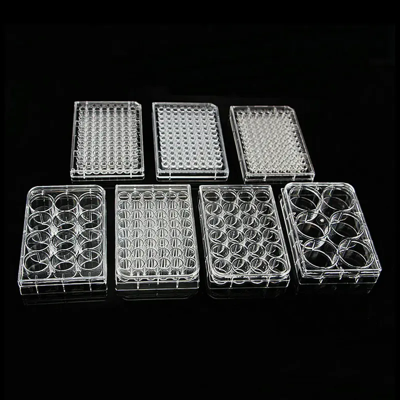 Descartável Cell Culture Plate, Enzyme Label, Esterilização Packaging, Bacterial Culture Plate, 6, 12, 24, 48, 96, 384 Hole, 5Pcs