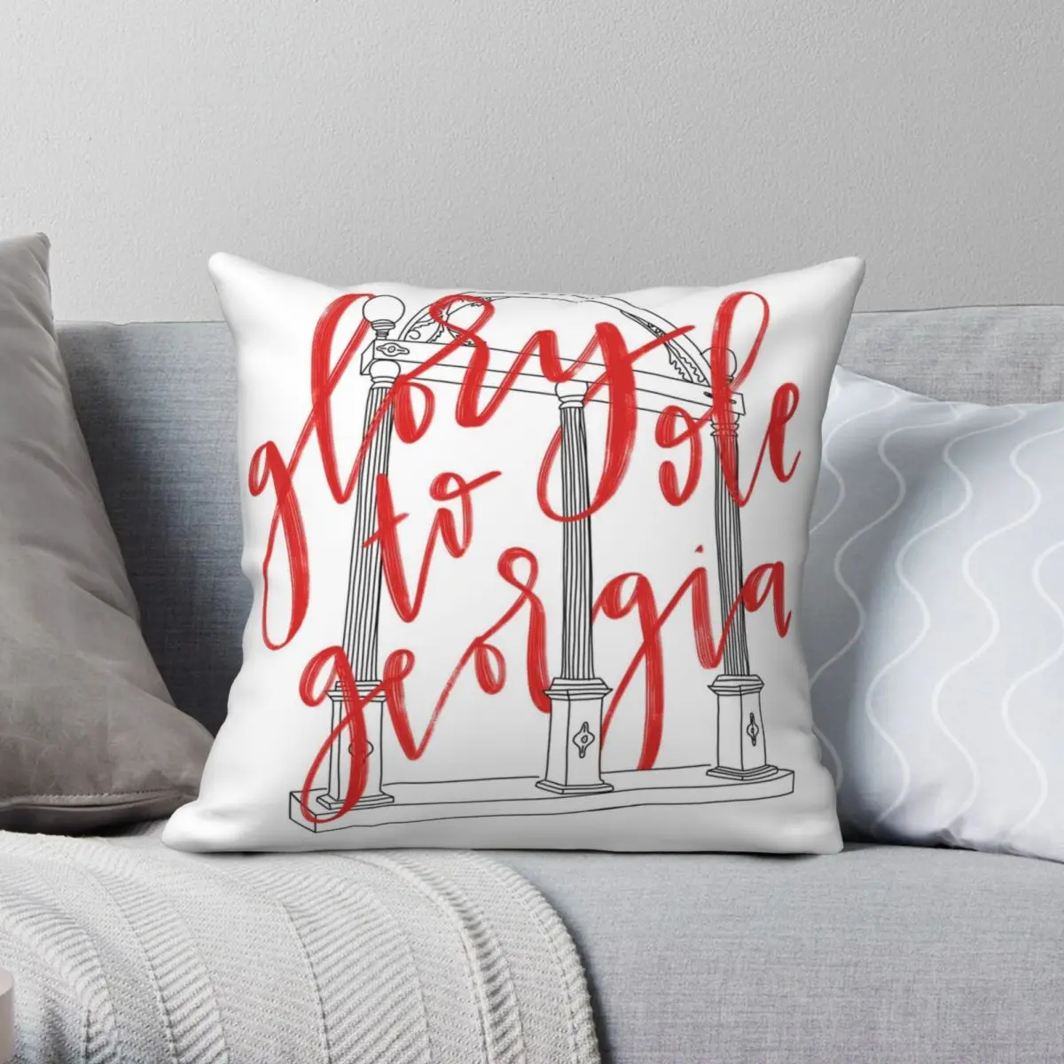 Glory To Ole Georgia Square Pillowcase Polyester Linen Velvet Zip Decor Throw Pillow Case Home Cushion Cover