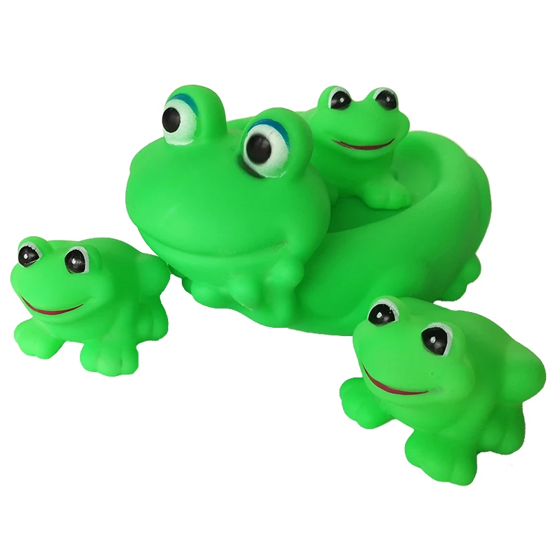 

4 PCS Rubber Green Frog Cute Baby Rattle Bath Toys Squeeze Animal Mode Bathtub Water Pool Classic Toy Race Squeaky Baby Gift