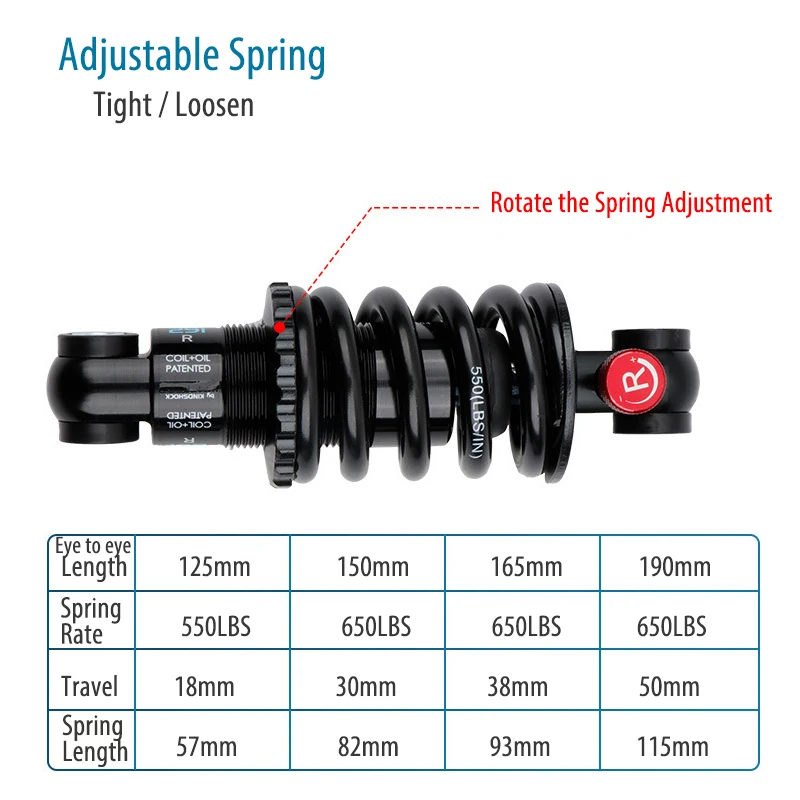 EXA Form Kindshock KS 291R Bike Hydraulic Coil Spring Rear Shock Rebound Preload Adjustable Damping For Mountain Bicycle Scooter