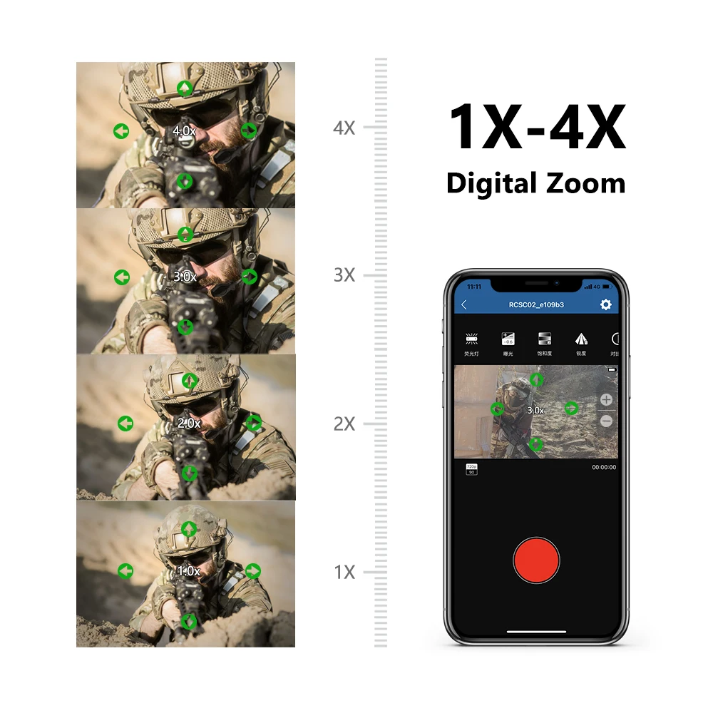 RunCam Scope Cam 2 4K Airsoft Camera Digital Zoom Customized Crosshairs IP64 WaterProof Paintball APP 1400mAh 128G Scopecam