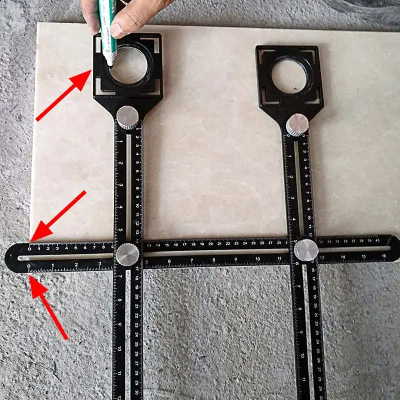 Imagem -02 - Alumínio Liga Vidro Perfuração Ferramenta Multi-ângulo de Medição 6-fold Régua Localizador Posicional Telha Universal Nivelamento Linear Telha