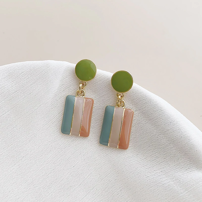 TT Summer Green Earrings High-Grade Earrings 2021 New Trendy to Make round Face Thin-Looked Earrings Female Earrings